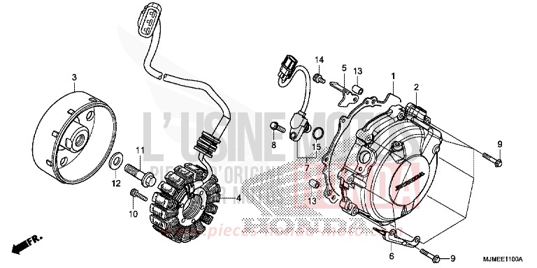 GENERATOR von VFR800X "Crossrunner" MAT BALLISTIC BLACK METALLIC (NHA86) von 2017